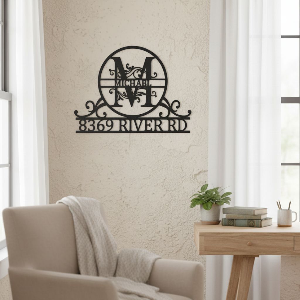 Welcome Home Metal Sign - Custom Family Monogram Address Art