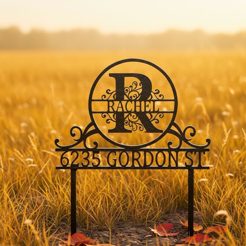 Your Address, Your Legacy - Custom Monogram Metal Sign