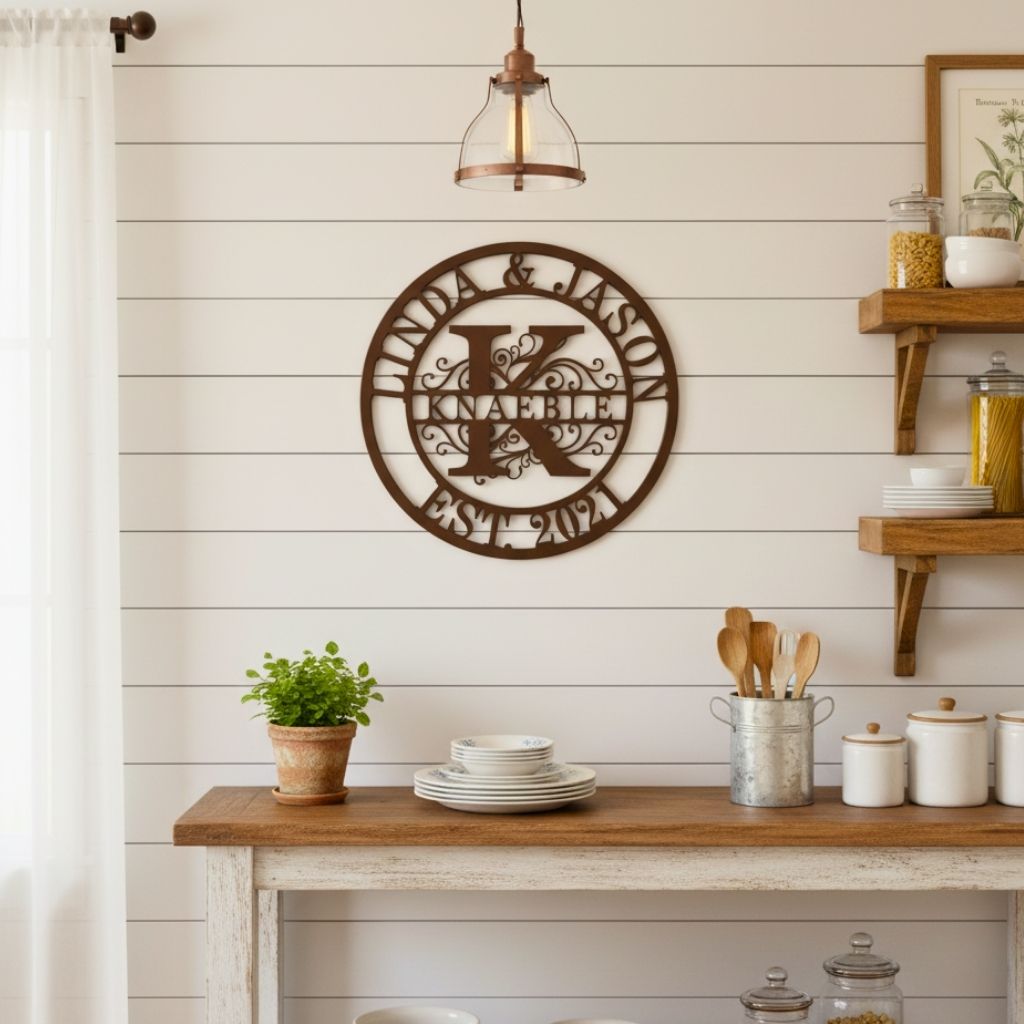Forever Home Monogram Metal Sign with Family Name