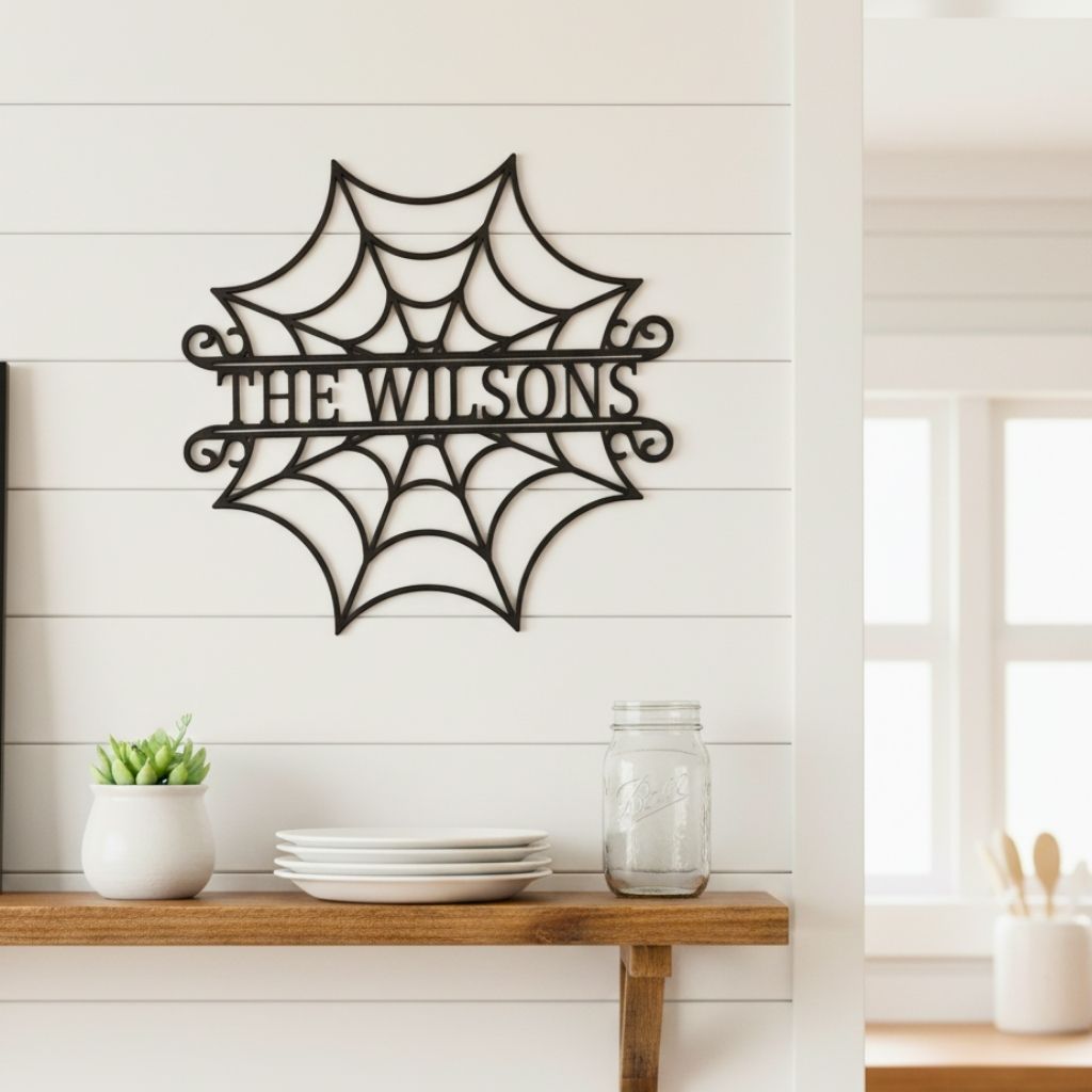 Haunted Monogram Metal Sign Custom Wall Art for Halloween