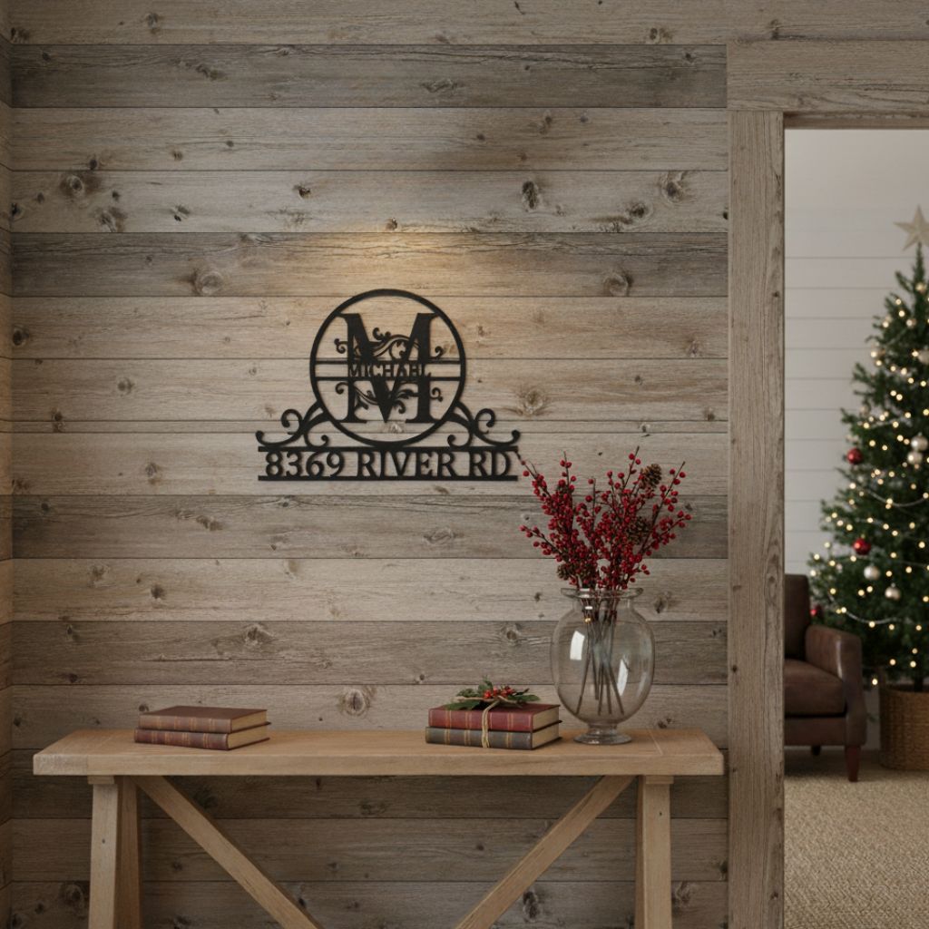 Welcome Home Metal Sign - Custom Family Monogram Address Art